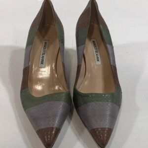 NEW!! Manolo Blahnik Elegant Multicolor Python Women's Pumps Heels Size 37